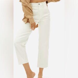 Everlane straight leg crop white / bone trouser jeans size 2 (fits like 26)